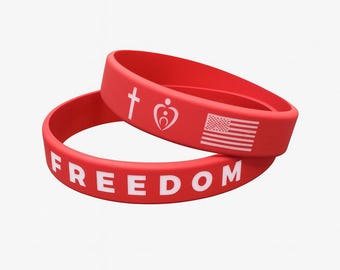 Pulsera de silicona patriótica grabada con láser con diseño de libertad, fe, familia y país, regalo para el 4 de julio para hombres y mujeres.