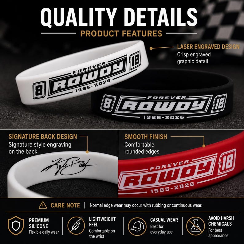 Kyle Busch Bracelet Rowdy Racing Memorial Silicone Wristband Fan Gift ...