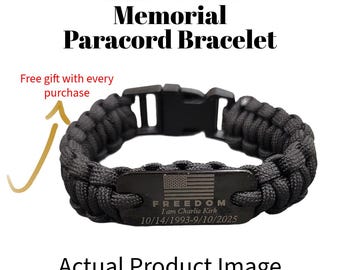 Bracciale Sopravvivenza Paracord Patriottico Uomo - Con Ciondolo Bandiera USA, Multiuso Regolabile 12-25 Cm