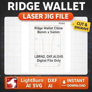 Digital Wallet Jig | Ridge Wallet Clone Template for Laser Cutting SVG, DXF, Ai Files