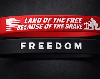 Pulsera de silicona Freedom grabada con láser, regalo patriótico y motivacional.