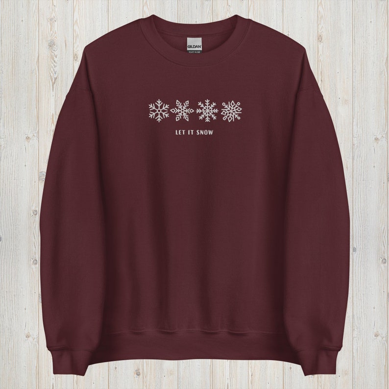 Let It Snow Sweatshirt, Snowflake Sweatshirt, Vintage Crew Neck, Christmas Sweatshirt, Xmas Crew Neck