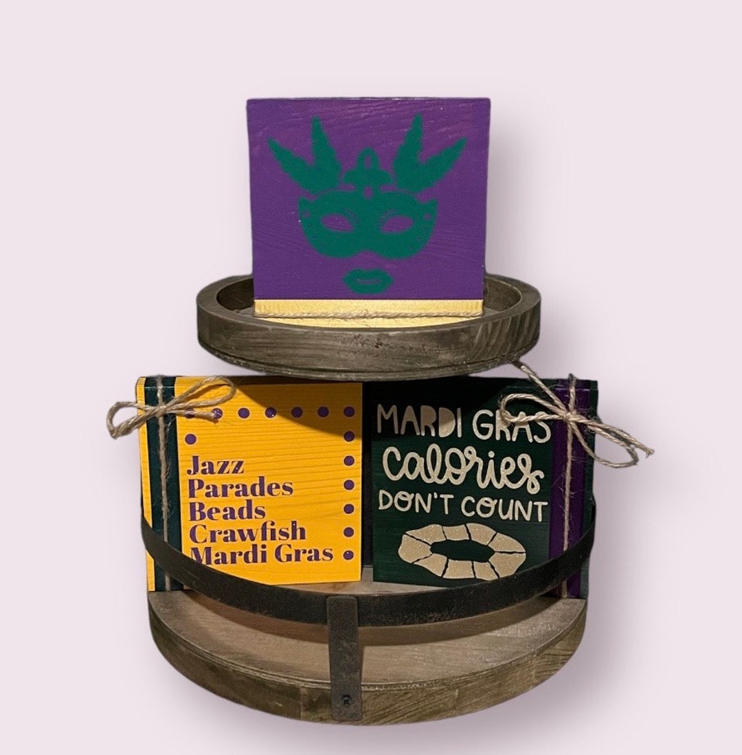 mardi gras tiered tray decor