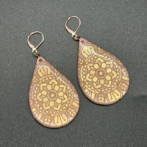 Resin Mandala Teardrop Earrings