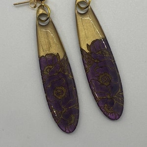 Resin Poppy Oval Drop Earrings