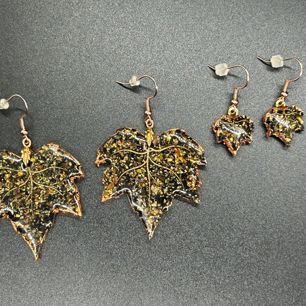 Resin Maple Leaf Earrings - 2 sizes available