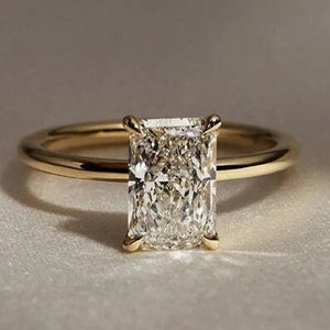 2 CT Radiant Cut Lab Grown Diamond Hidden Halo Solitaire Engagement Ring, 14K Solid Gold IGI Certified Radiant Diamond Ring,Anniversary Ring