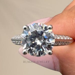 1.5 CT Round Lab Grown Diamond Engagement Ring: Pave Wedding Band, IGI Certified