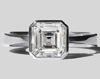 Asscher solitaire Engagement Ring/Asscher Lab Grown Diamond Ring/ Minimalist Lab grown Diamond Ring/ Acsscher cut Engagement for Her