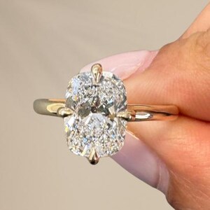 Cushion Cut Diamond Solitaire Ring, 1.5 CT Elongated Cushion Lab Grown Diamond Ring, Engagement Ring, Wedding Ring, Anniversary Gift