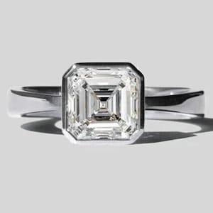 Asscher Cut 1.5 Carat Lab Grown Diamond Solitaire Engagement Ring, IGI Certified