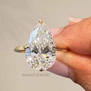 2.50 CT Pear Lab Grown Diamond Hidden Halo Engagement Ring , Solitaire Wedding Ring , Gold Ring For Her , IGI Certified Diamond .