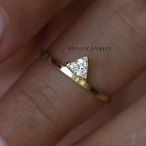 0.20 CT Trillion Cut Lab Grown Diamond Solitaire Engagement Ring/Art Deco Trilliant Cut Lab Created Diamond Wedding Ring/14K Solid Gold Ring