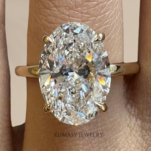 2.50 CT Oval Lab Diamond Engagement Ring: Hidden Halo, Solid Gold