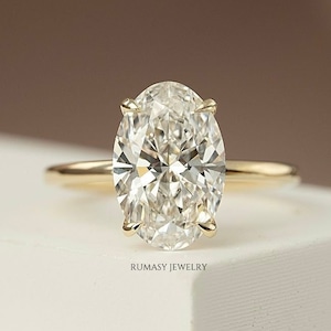2 CT Oval Lab Diamond Hidden Halo 14K Yellow Gold Engagement Ring