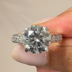 2 Ct Round Lab Grown Diamond Engagement Ring: Cathedral CVD Wedding Ring