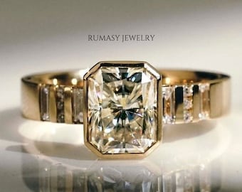 2 CT Radiant Lab Grown Diamond Engagement Ring , Wedding Ring , Channel Set Ring , Proposal Ring , Platinum Ring , Gift For Her .