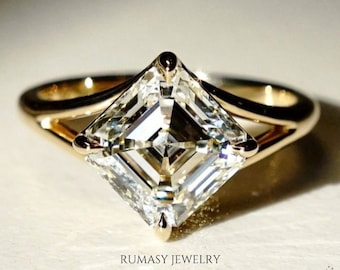 1.5 CT Asscher Lab Grown Diamond Solitaire Engagement Ring , Lab Grown Diamond  Ring For woman , Gift For Her , Anniversary Gift .