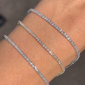 2 CTW Round Cut Lab Diamond 14K White Gold Tennis Bracelet For Women .