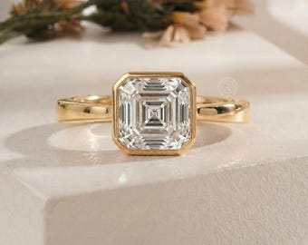 Asscher Cut 1.5 Carat Lab Grown Diamond Solitaire Engagement Ring, IGI Certified
