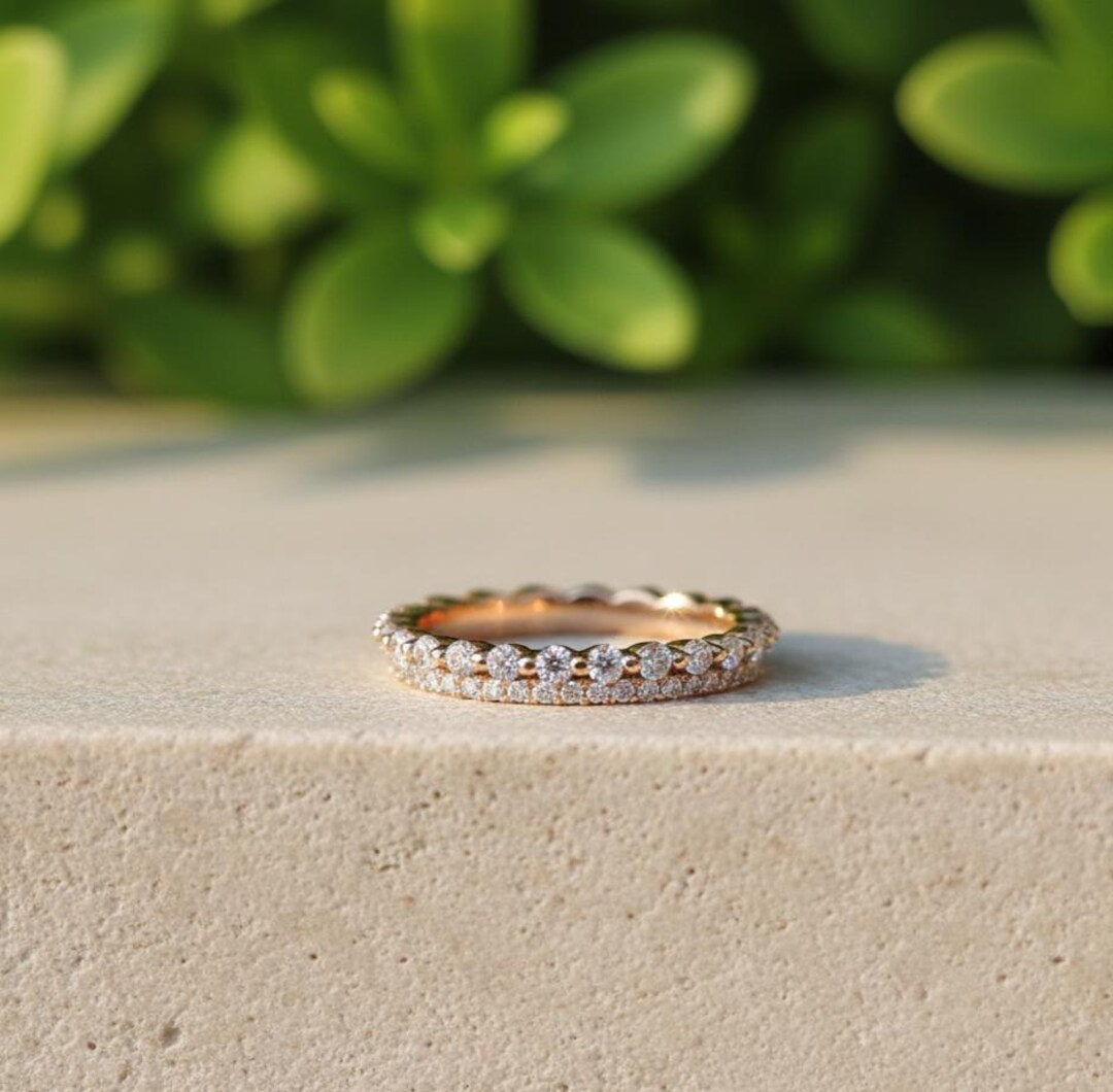Lab Grown Diamond Wedding Band: Double Row Pave Eternity Ring - Etsy