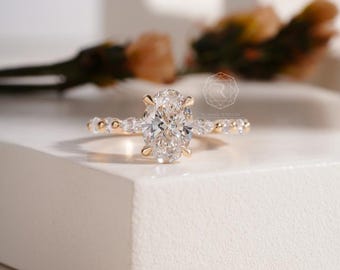 1.50 CT Oval Lab Grown Diamond Engagement Ring: 14K Yellow Gold ring