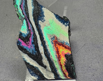 Funkite Slab – UV Reactive Multicolored Paint Stone, Cabochon Material, Collector Specimen