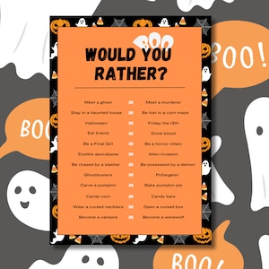 Halloween zou je liever hebben - Spookachtig Halloween-feestspel afdrukbaar