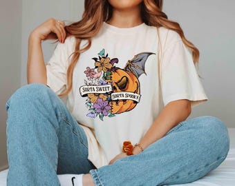 Comfort Colors Sorta Sweet Sorta Spooky Halloween Pumpkin Shirt, Halloween Costume, Spooky Season, Women Fall Tshirt, Halloween Party Tee