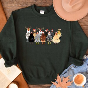Сute Christmas Chickens Sweatshirt, Christmas Farm Animals Sweatshirt, Womens Christmas Chicken Sweatshirt,Christmas Holiday Sweatshirt Gift