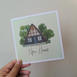 Carte pour maison neuve avec cadre en A - Félicitations pour votre nouvelle maison, bon jour de déménagement - Parfaite pour les amis