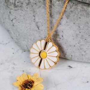 Colgante de crisantemo personalizado, collar de flor de sol, regalo de amistad de aniversario, collar personalizado, joyería boho de cumpleaños para mujeres
