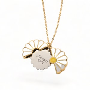 Eres mi sol de mi vida Collar de cartas / Colgante de girasol con medallón abierto / Joyería Boho para mujeres / Regalo de amistad / Collar de margaritas