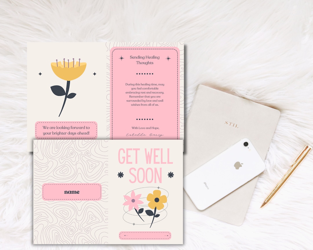 Printable Get Well Soon Card Greeting Card Template Greeting - Etsy