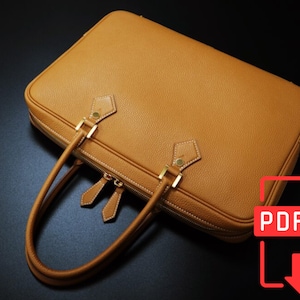 Patrón bolso maletín, DIY cuero, PDF descargable, Diseño de bolso de cuero, Diseño de bolso de cuero, Diseño de bolso para laptop, Diseño de bolso