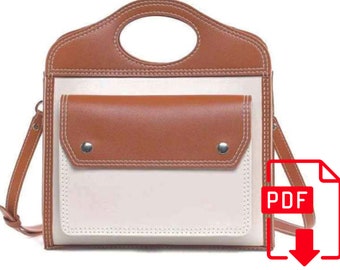 Handbag Pattern - Leather Handbag - Handbag Pattern ,DIY Leather Pattern , bag design, shoulder bag pattern, PDF Download