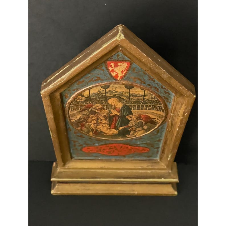 Vtg Italian Florentine Gilded Wood Religious Icon Plaque Madonna ...
