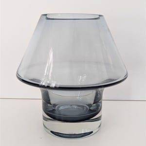 Vintage Smoky Blue Charcoal Glass Riihimaki Vase Aimo Okkolin Made in Finland
