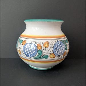 Handmade Ceramic Planter Cachepot Made in Italy Deruta Style Floral