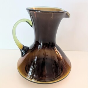 Vintage Mid Century Wayne Husted Kingstown Glass Pitcher Burnt Honey