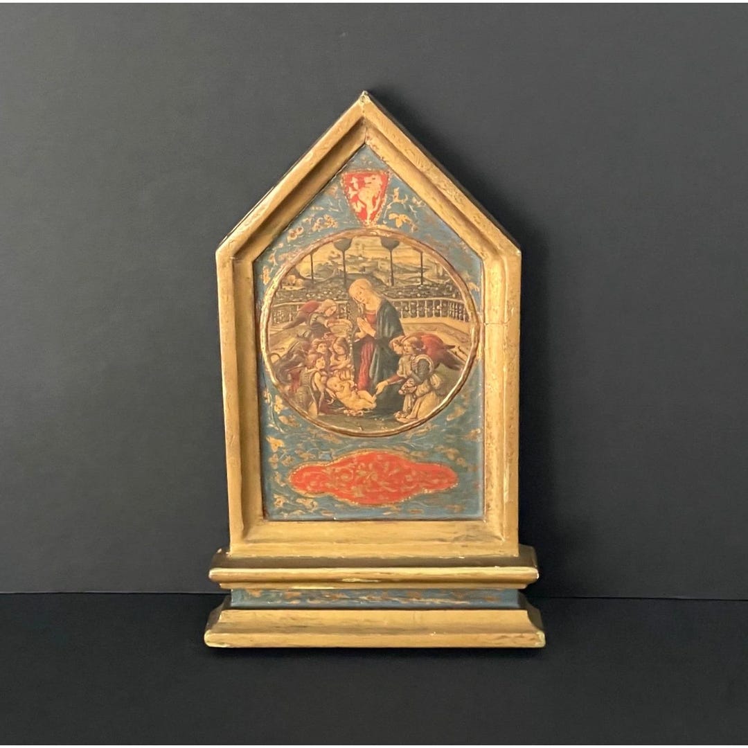 Vtg Italian Florentine Gilded Wood Religious Icon Plaque Madonna ...