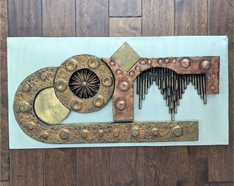 Mid Century Stephen Chun Brutalist Art Wall Sculpture Decor 31" x 15.5"