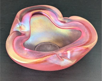 Murano Alfredo Barbino Pink Iridato Tri Lobed Bowl *READ*