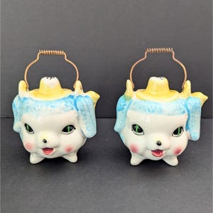 Vintage Anthropomorphic Ceramic Dog Teapot Salt & Pepper Shakers Made in Japan