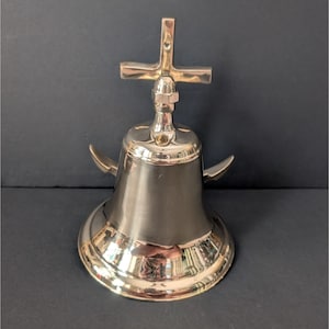 Solid Brass Ship Bell With Anchor Wall Mount Nautical Decor Polished Finish