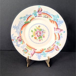 Antique 19th C. English Chinoiserie Style Transfer Ware Porcelain Plate