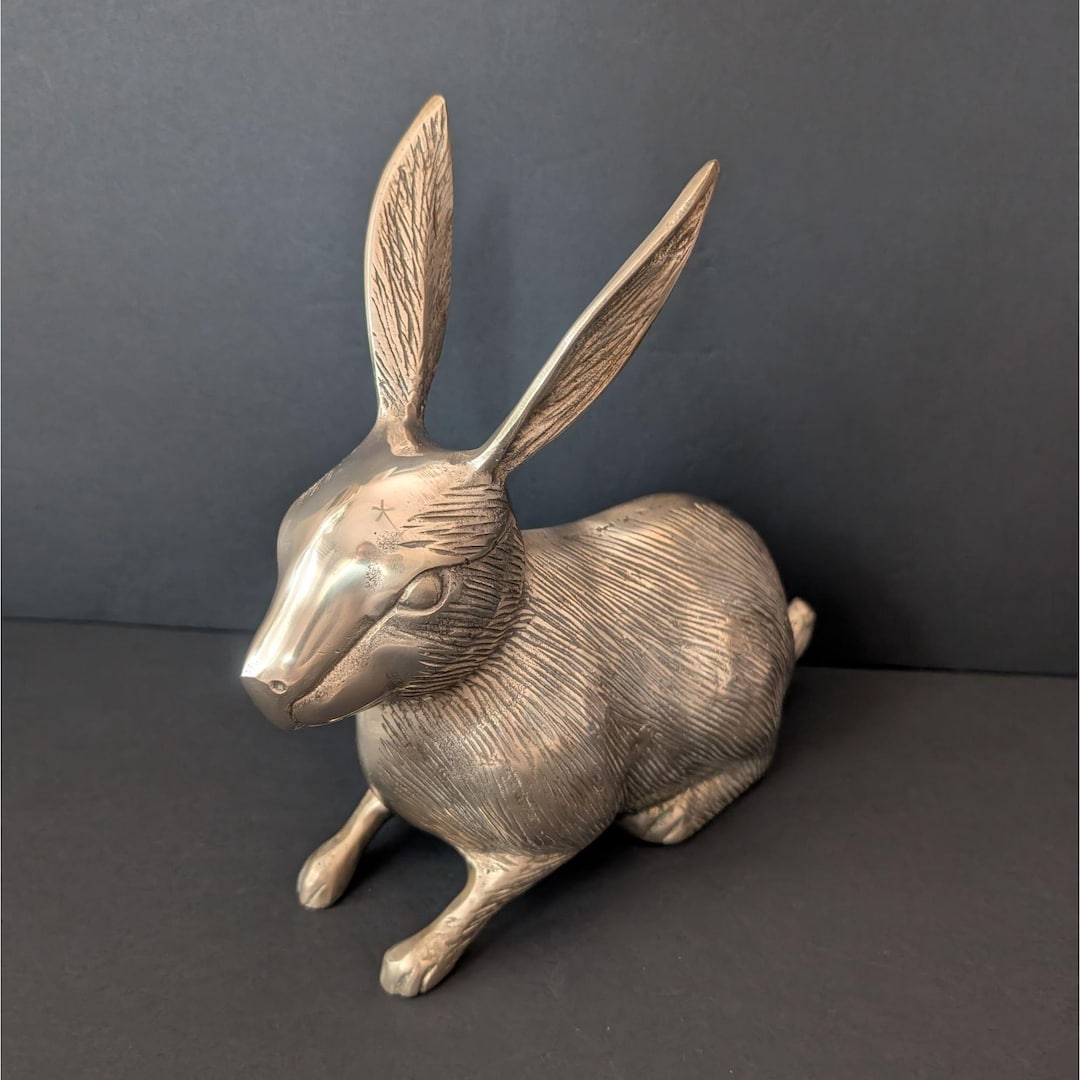 Vintage Large Brass Bunny Rabbit Statue Grandmillenial Style - Etsy