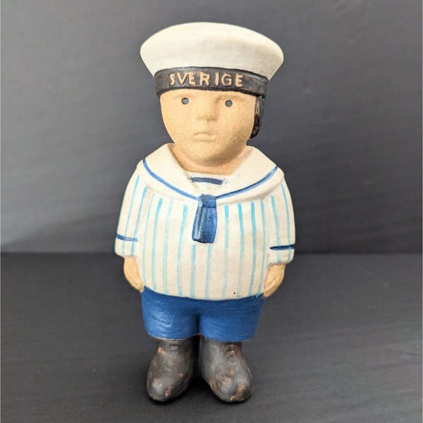 Vintage Lisa Larson Sverige Sailor Boy Gustavsberg Pottery Figurine 7" Sweden