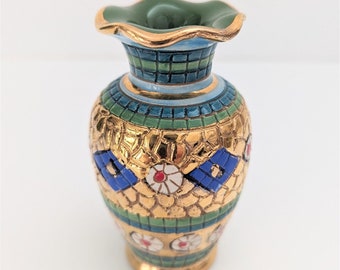 VTG Mid Century Lorenzo Savelli Ceramic Mosaic Vase Made in Italy 3" High