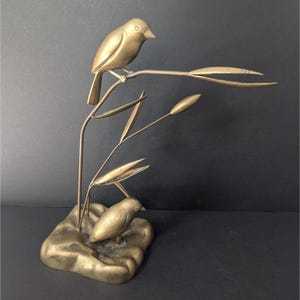 Dolbi Cashier Birds on Branches Vintage Solid Brass Sculpture